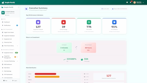 Executive Summary - KPIs, ROI metrics, and risk distribution breakdown