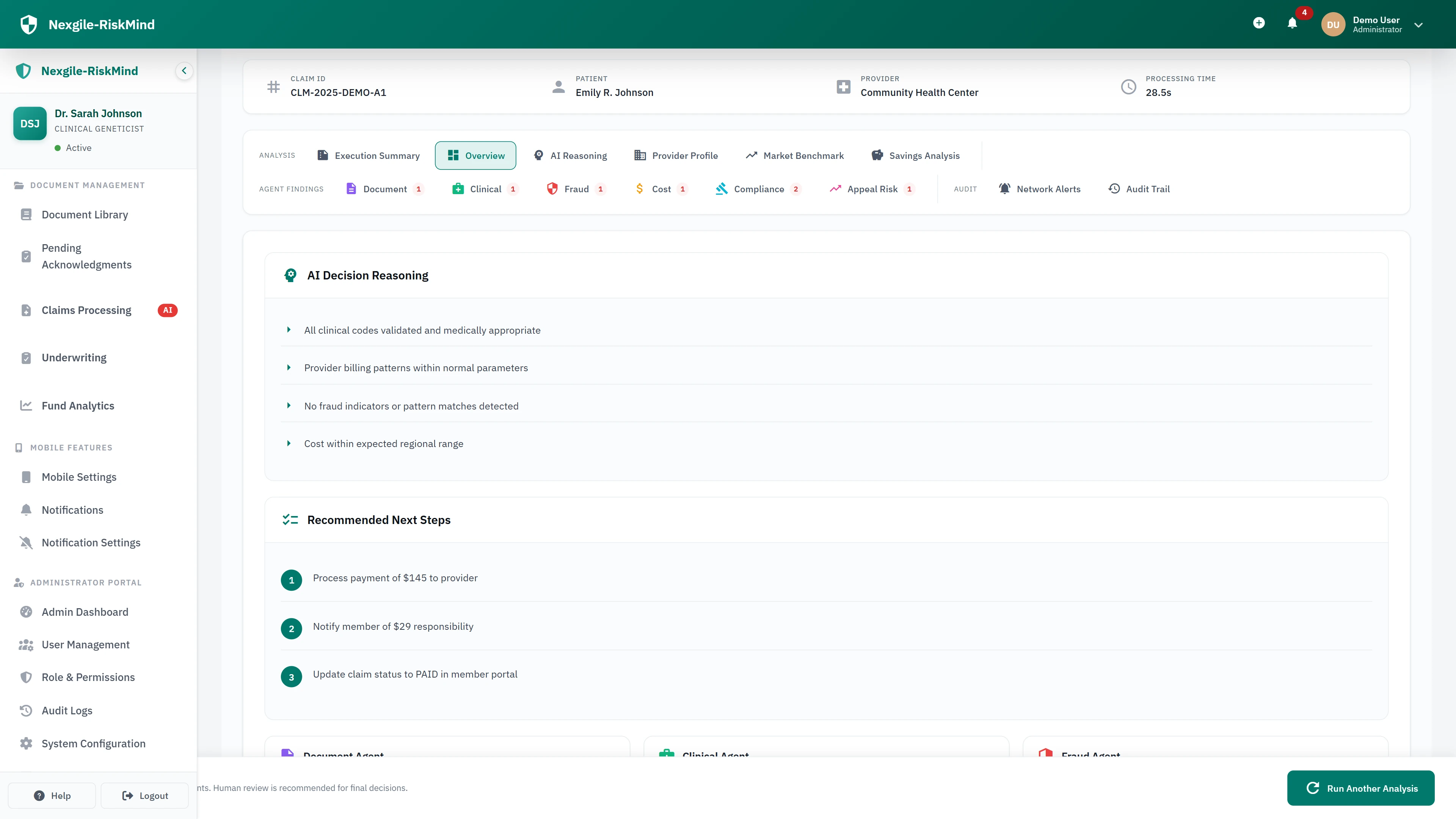 Claims Risk Assessment - Final decision and compliance review